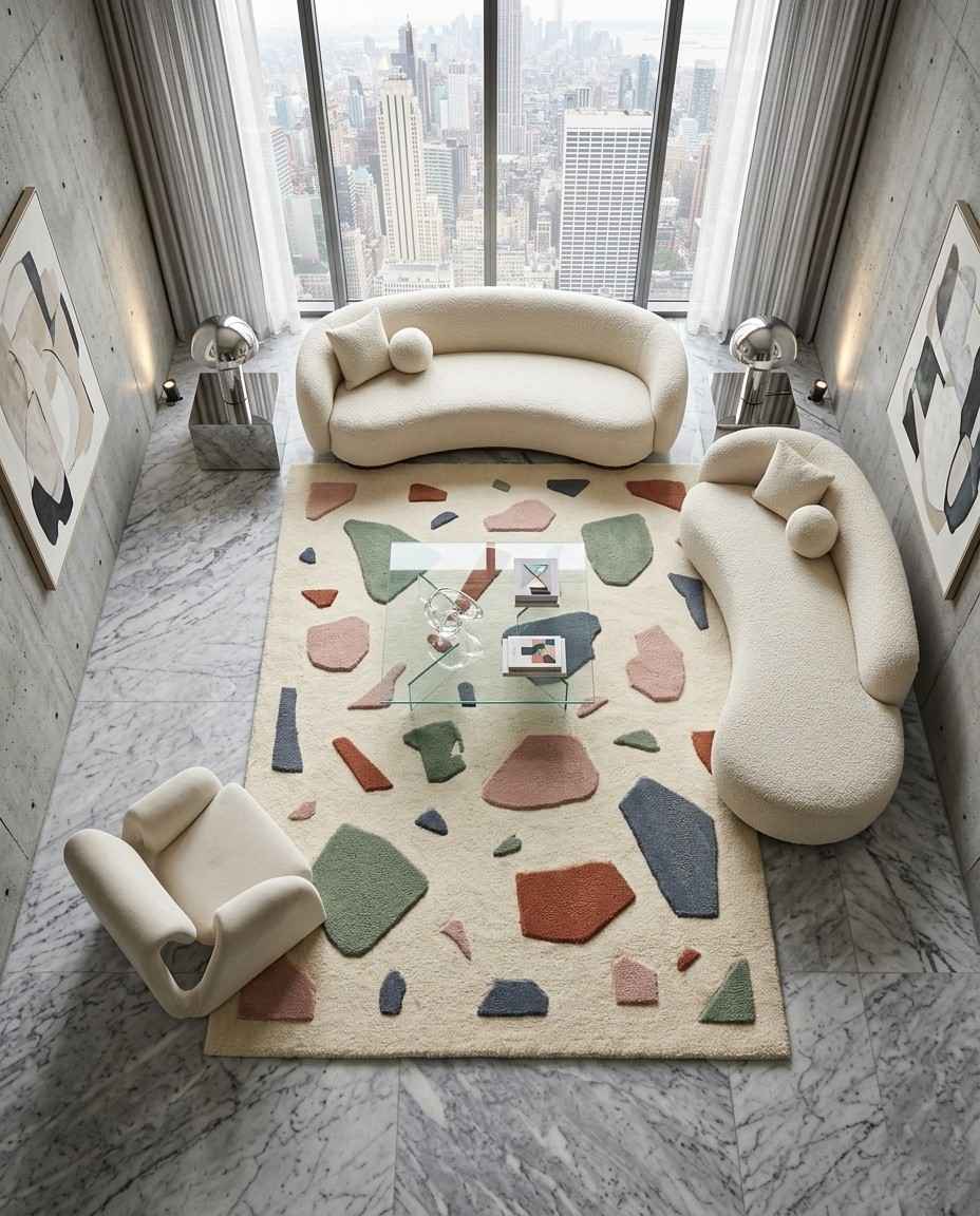 Terrazzo Pattern Area Rug – Pink, Green, Blue & Cream - Image 7